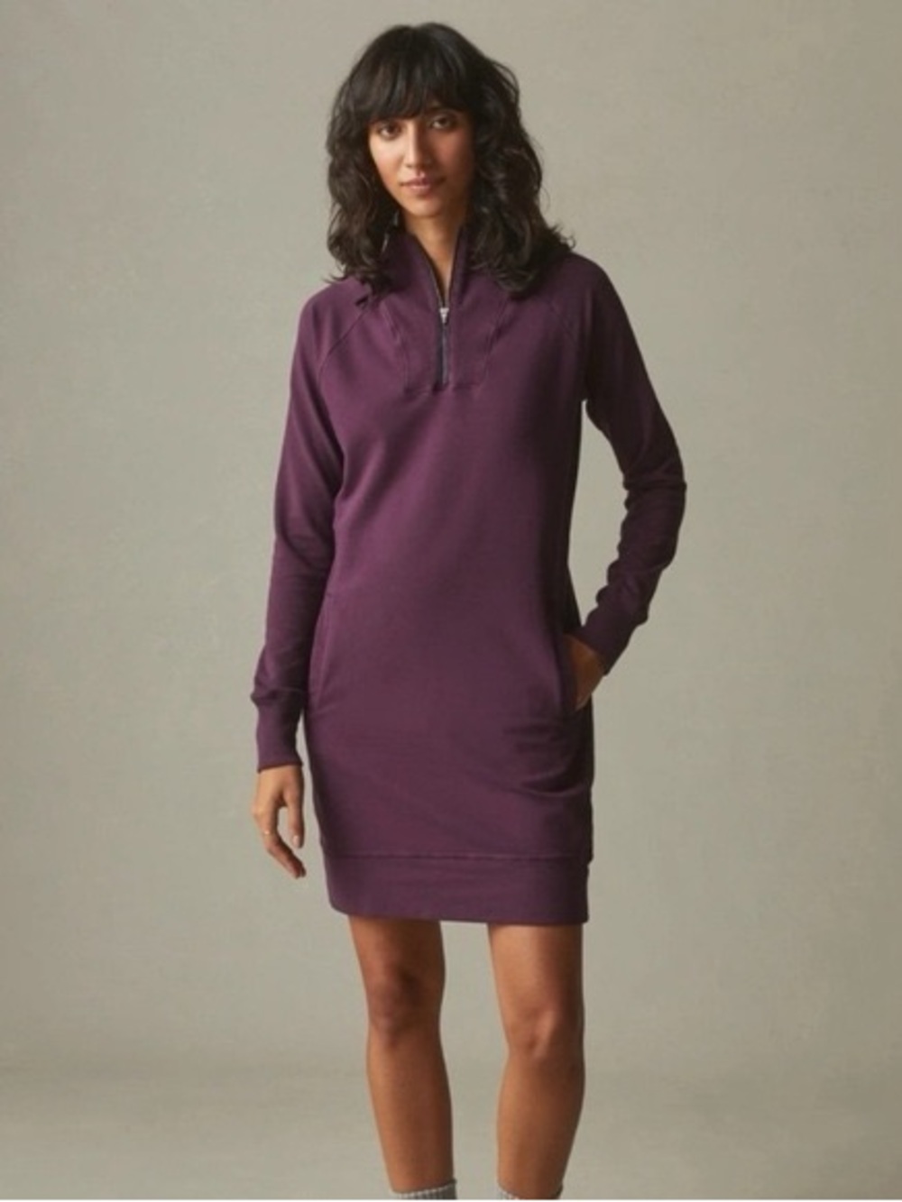 American Giant Women’s Moto Dress Purple Long Sleeve Size XS